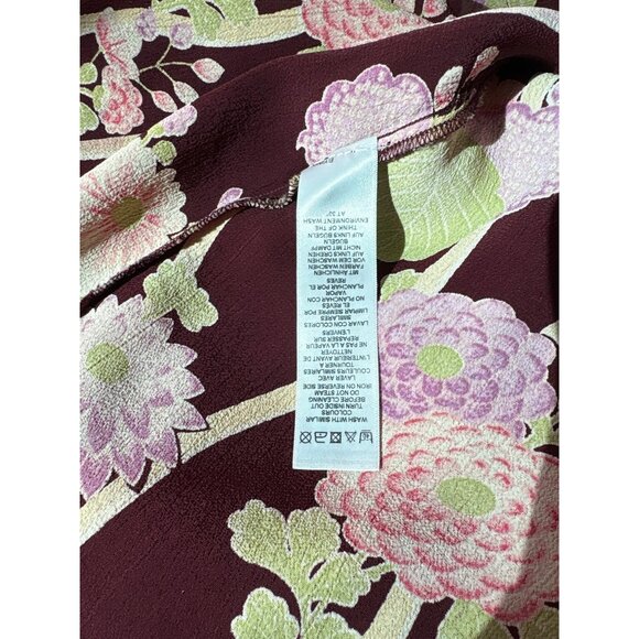 ASOS Womens Floral Patchwork Dress Short Sleeves Relaxed Fit Viscose Burgundy & - Picture 7 of 7